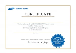 Certificate 4x4 Samsung Techwin Channel Partner 2014